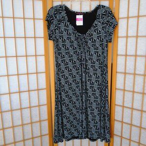 FRESH PRODUCE Black Emma Dress Tidepool Geo slip-on Rayon/Spandex
